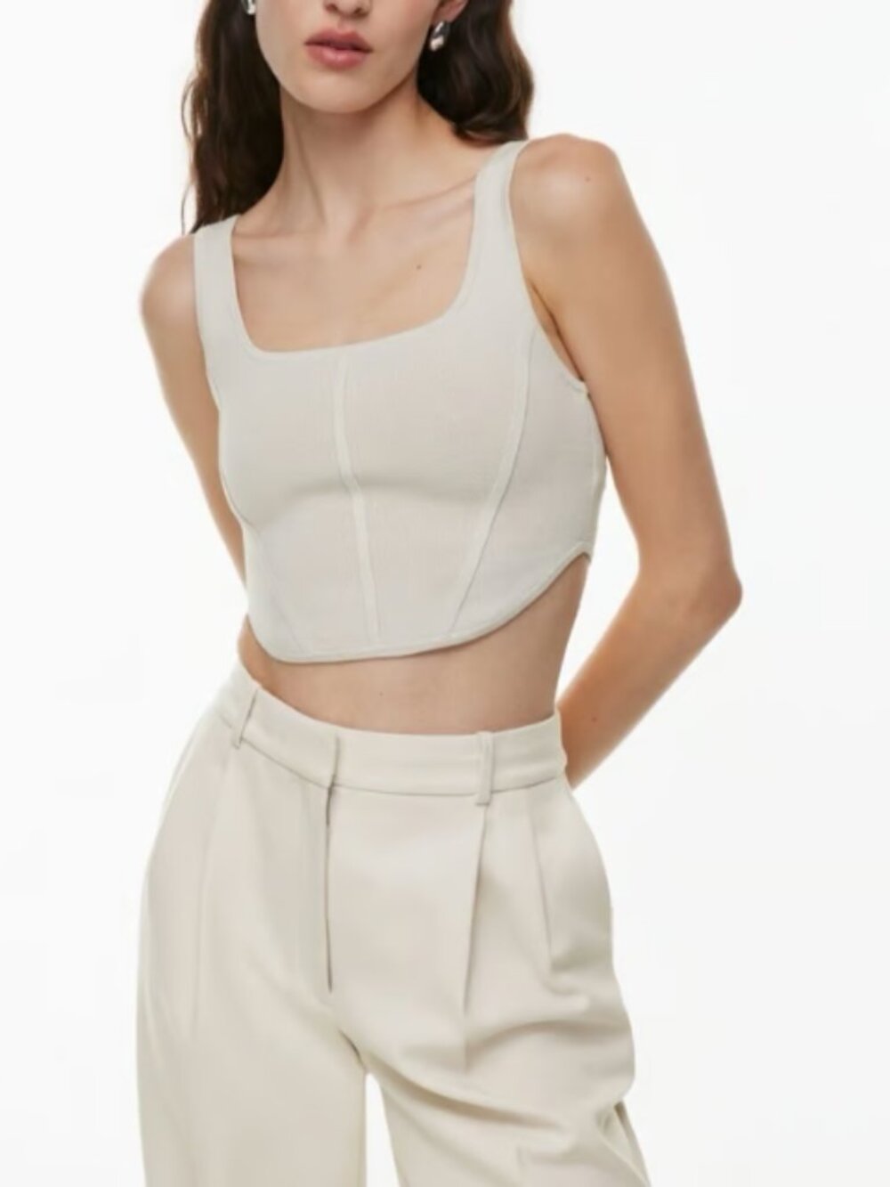 Aritzia Babaton  Sculpt Knit Squareneck Cropped Tank - Size Medium